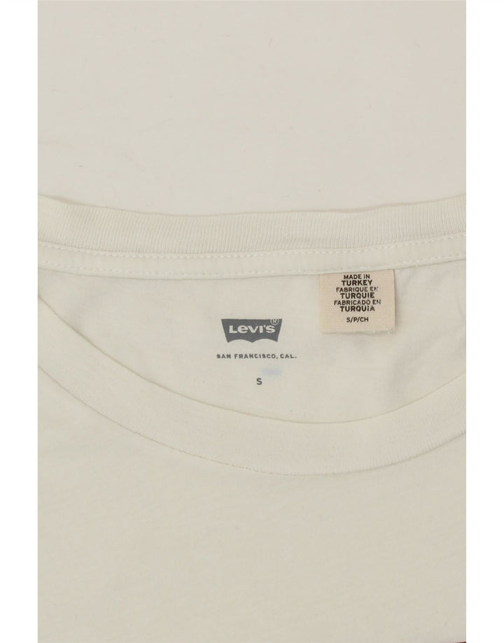 LEVI'S Womens Graphic T-Shirt Top UK 10 Small White Cotton Vintage Levi's and Second-Hand Levi's from Messina Hembry 