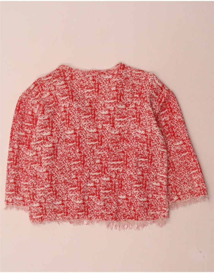 Maglione cardigan aperto con maniche a 3/4 Zara da donna UK 14 rosso medio chiazzato