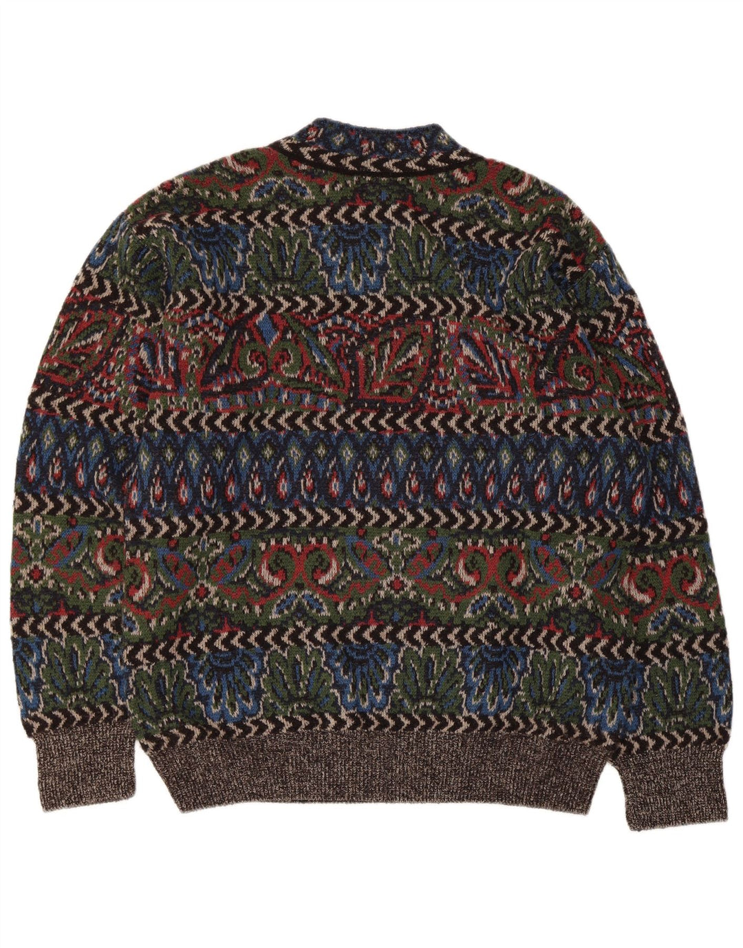 Maglione da uomo vintage con collo dolcevita, grande lana geometrica multicolore