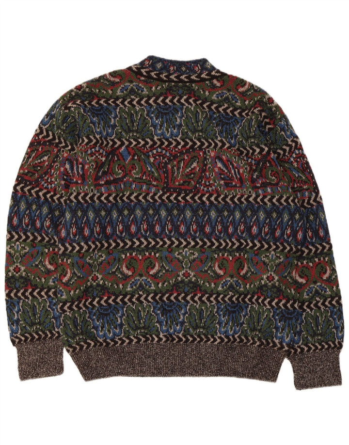 Maglione da uomo vintage con collo dolcevita, grande lana geometrica multicolore