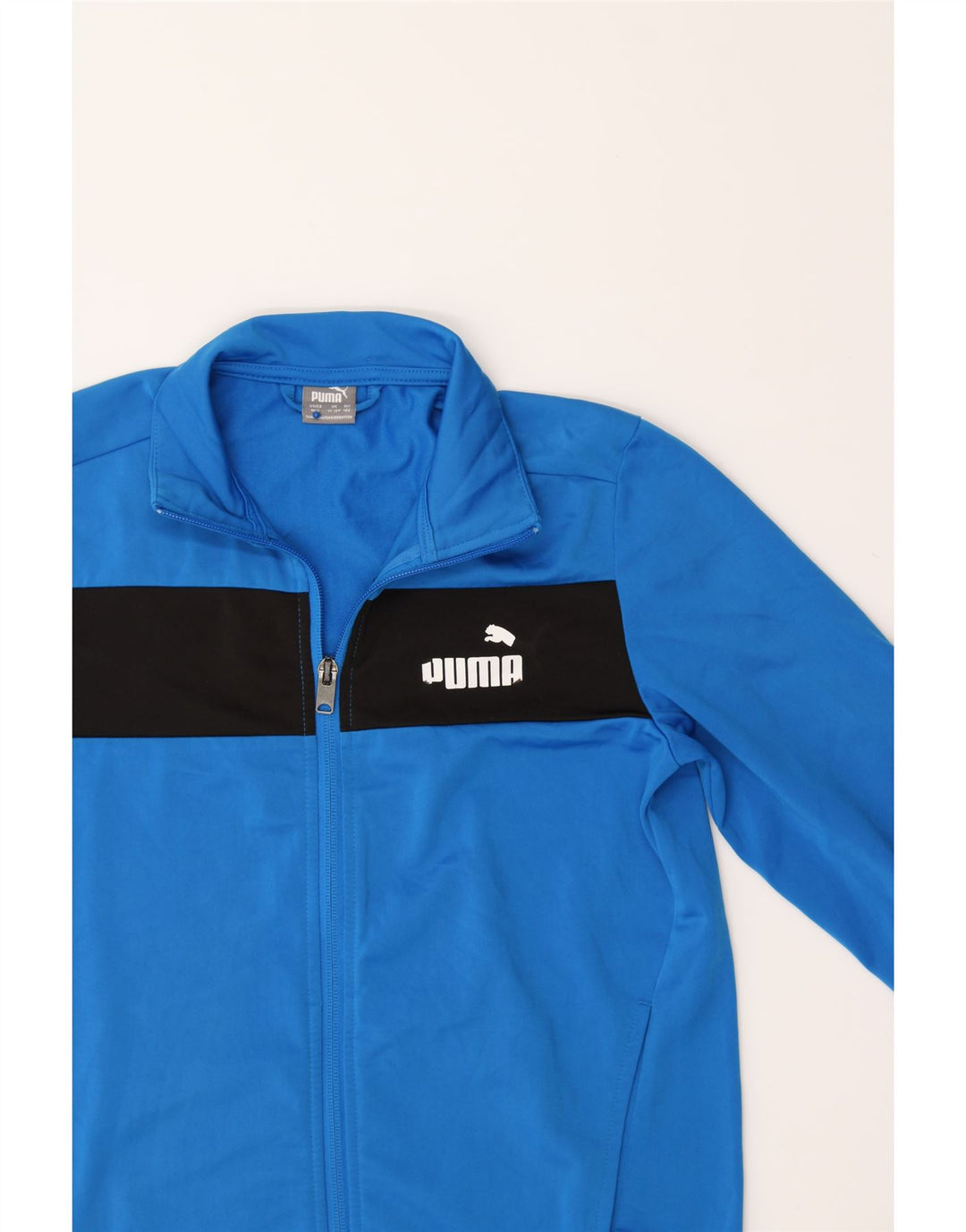 PUMA Boys Tracksuit Top Jacket 11-12 Years Blue Colourblock Polyester Vintage Puma and Second-Hand Puma from Messina Hembry 