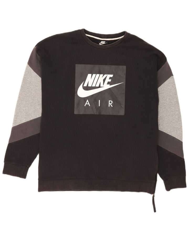 Felpa Nike da uomo con vestibilità ampia e grafica, color block medio nero
