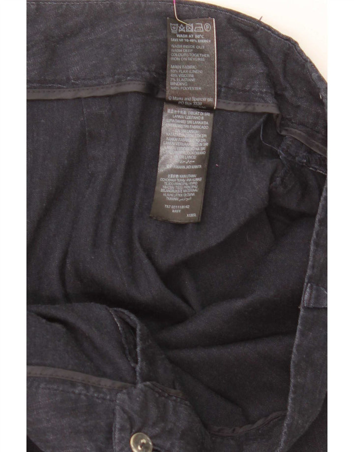 Pantaloni cropped da donna Marks & Spencer W36 L25 Lino blu navy