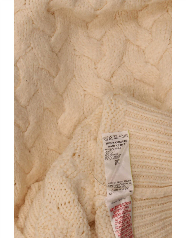 Maglione maglione a collo alto da donna Marks & Spencer UK 10 piccolo Beige