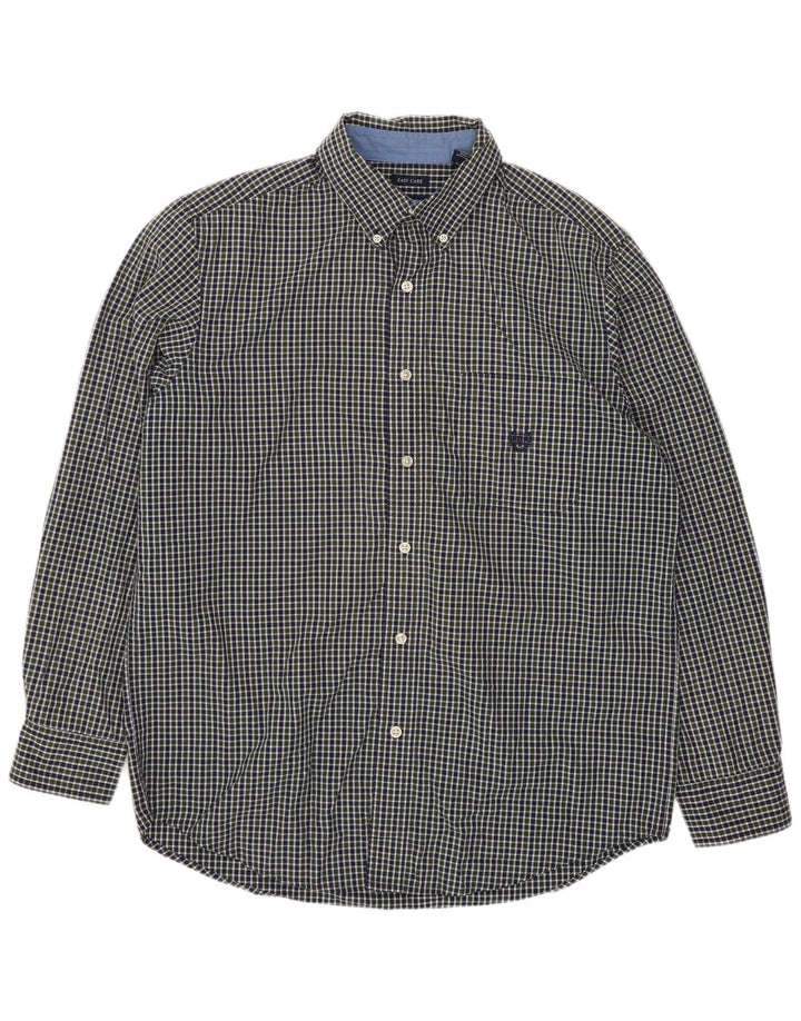 Camicia da uomo dal taglio classico Chaps in cotone a quadretti verde medio