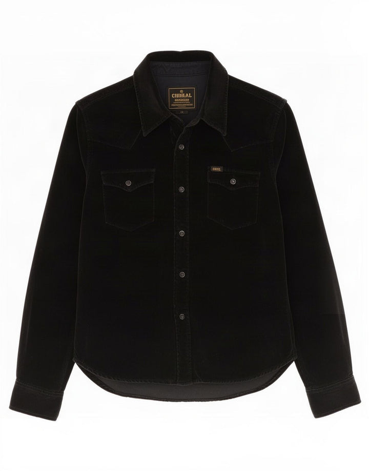 Camicia in velluto da donna Lee UK 14 cotone nero medio