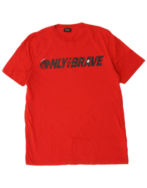 T-shirt grafica da uomo Diesel Top in cotone rosso medio
