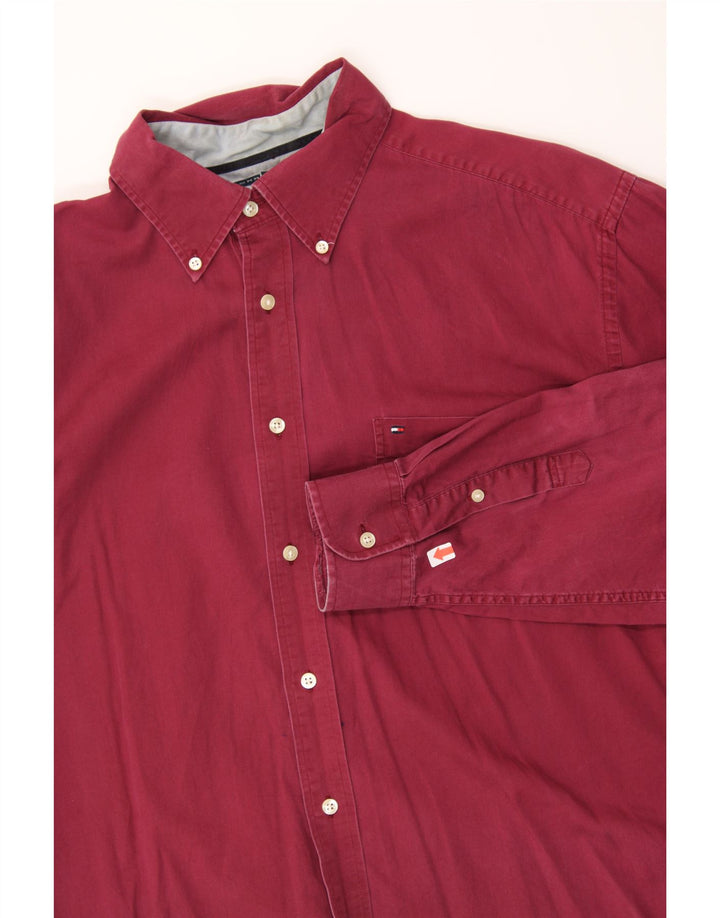 TOMMY HILFIGER Mens Shirt Large Red Cotton Vintage Tommy Hilfiger and Second-Hand Tommy Hilfiger from Messina Hembry 