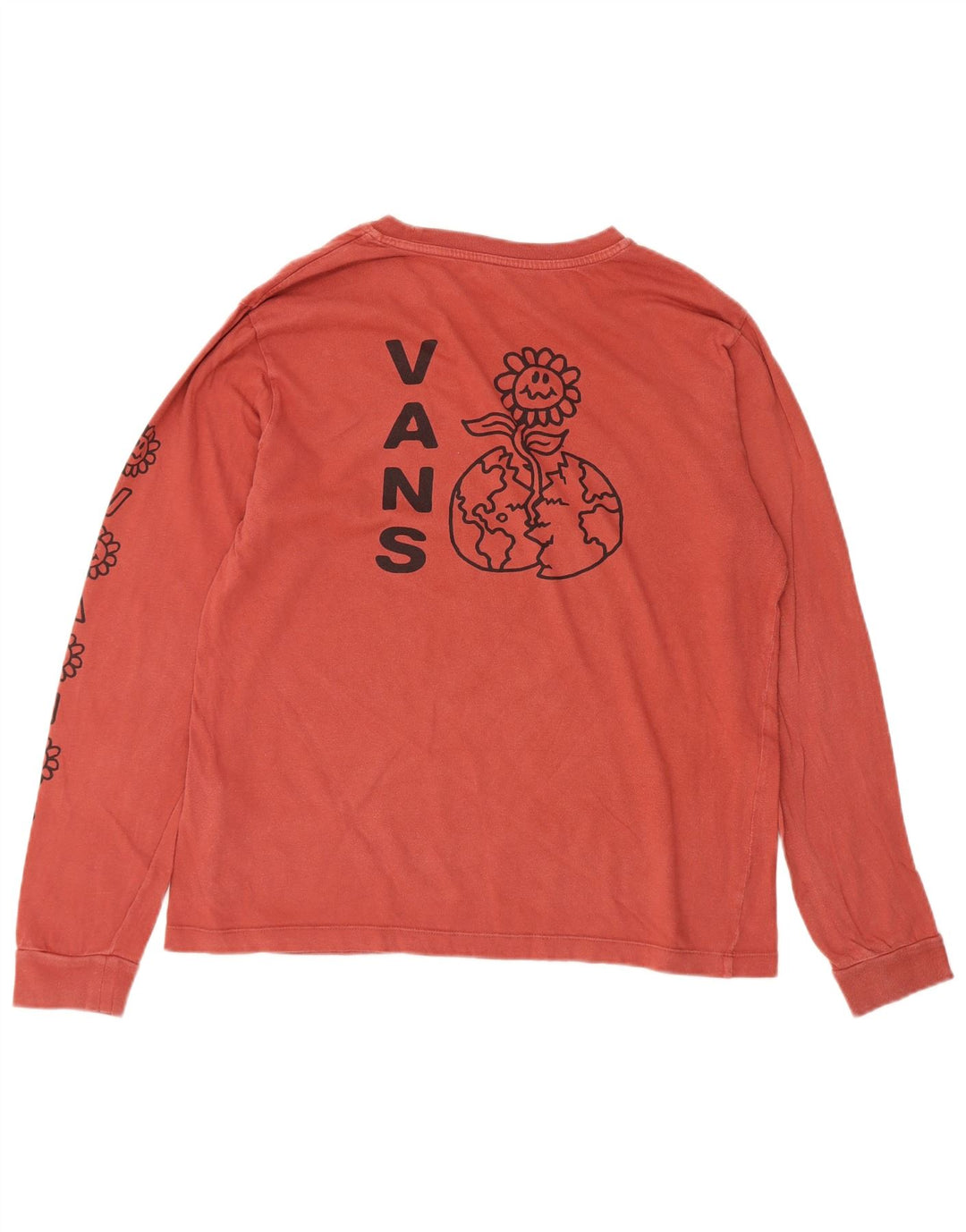 Vans Maglietta grafica da uomo a maniche lunghe grande in cotone rosso