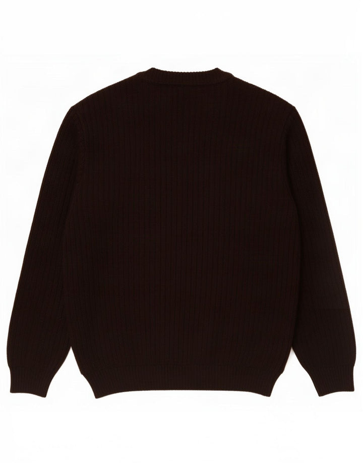 Maglione cardigan in pelle scamosciata da uomo Malagrida grande in pelle marrone
