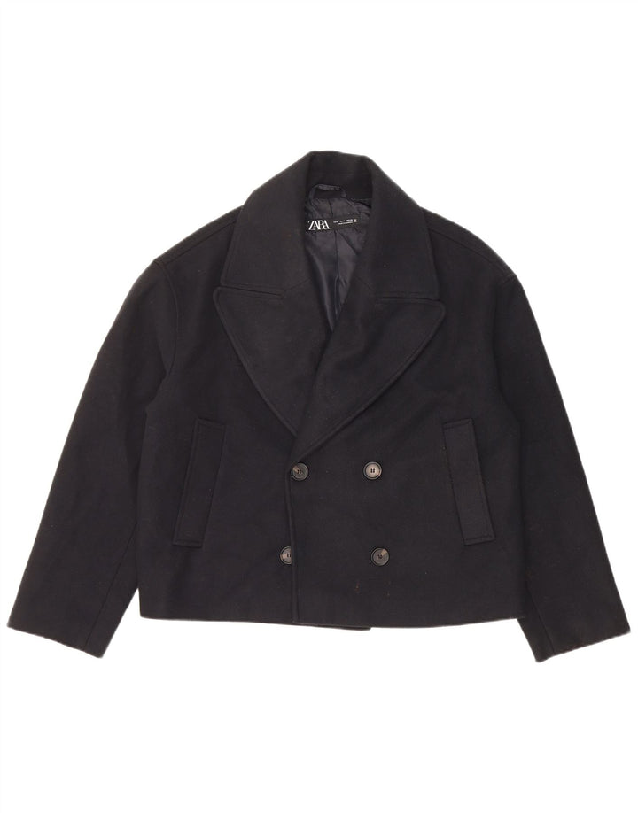 Cappotto da marinaio oversize da donna Zara UK 14 poliestere medio blu navy