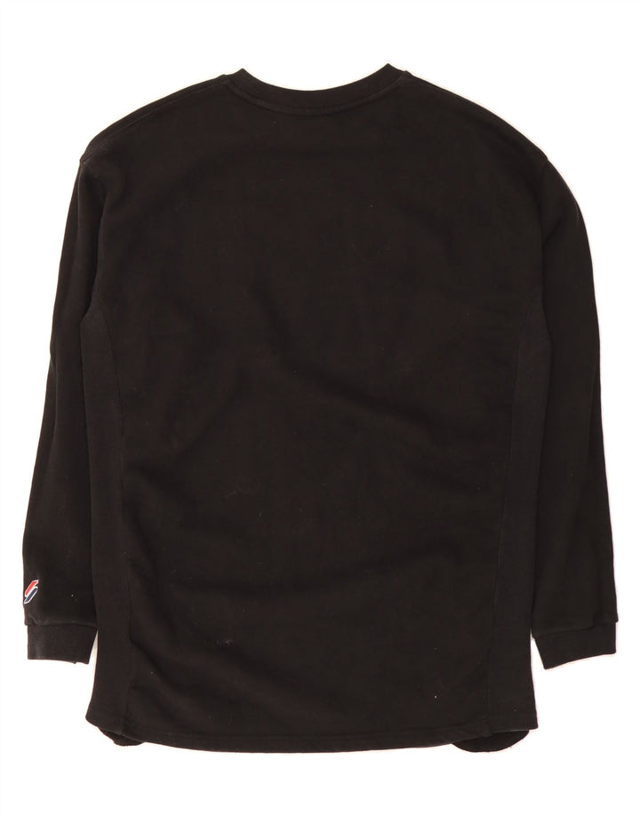 SUPERDRY Mens Loose Fit Graphic Sweatshirt Jumper Small Black Cotton Vintage Superdry and Second-Hand Superdry from Messina Hembry 
