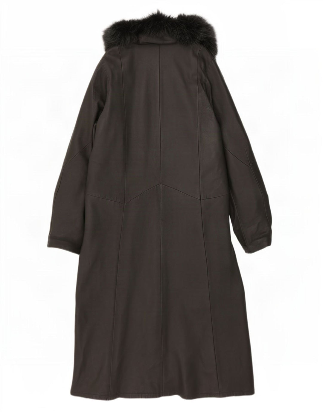 Cappotto in pelle con cappuccio da donna vintage UK 20 2XL Cachi