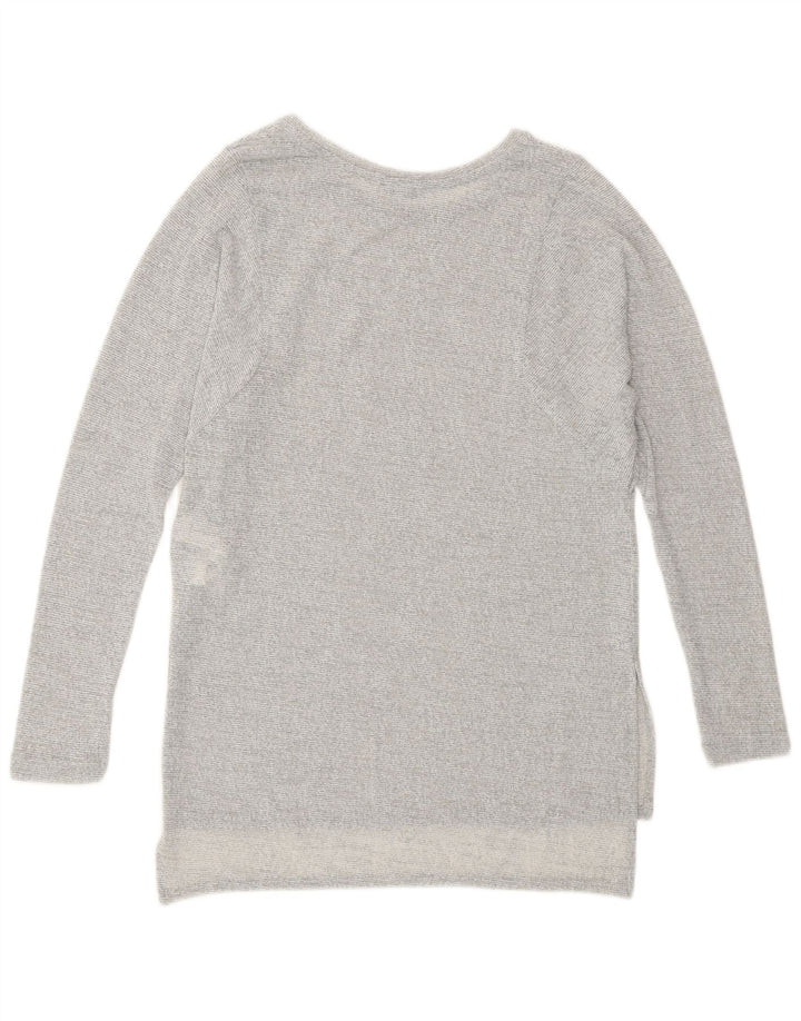 Top Zara da donna a maniche lunghe a maniche lunghe UK 10 piccolo poliestere chiazzato grigio