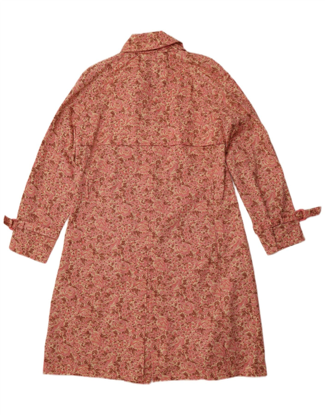 Trench da donna LONDON FOG UK 16 grande cotone floreale rosa