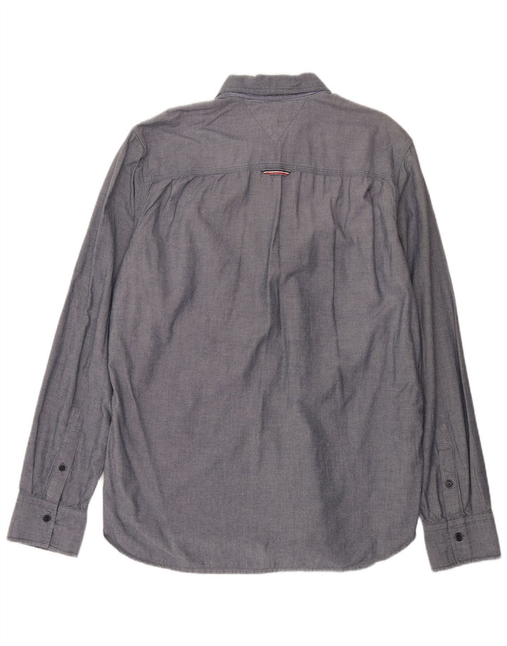 TOMMY HILFIGER Mens Shirt XL Navy Blue Cotton
