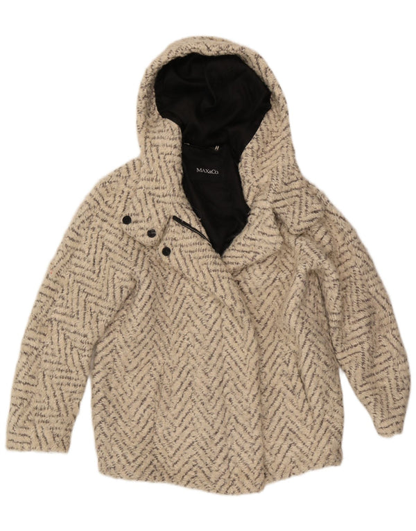 Cappotto oversize con cappuccio da donna Max & Co. UK 6 XS Chevron bianco sporco