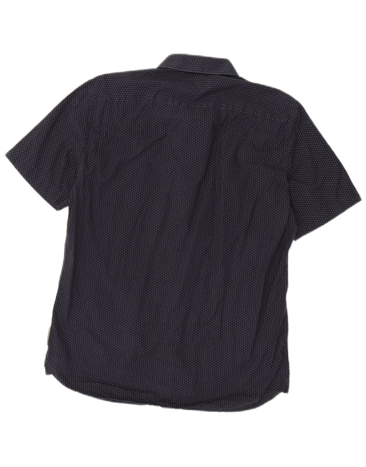 Camicia a maniche corte da uomo French Connection in cotone maculato blu navy medio