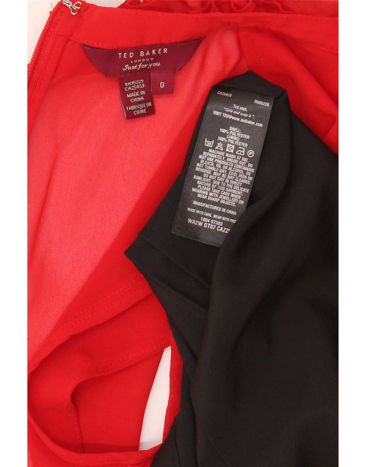 Ted Baker Tutina da donna con volant sul davanti taglia 0 2XS Poliestere color block rosso