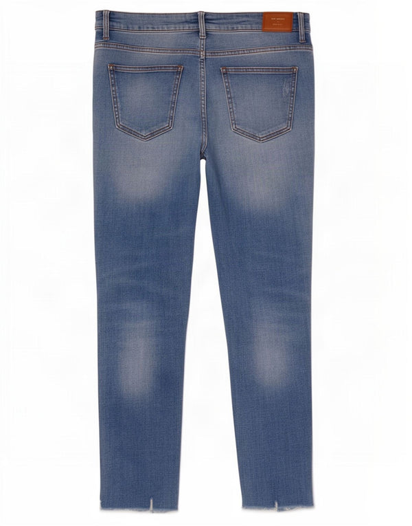Zara Womens Distressed Crop Slim Jeans EU 38 Small W28 L25 Blue