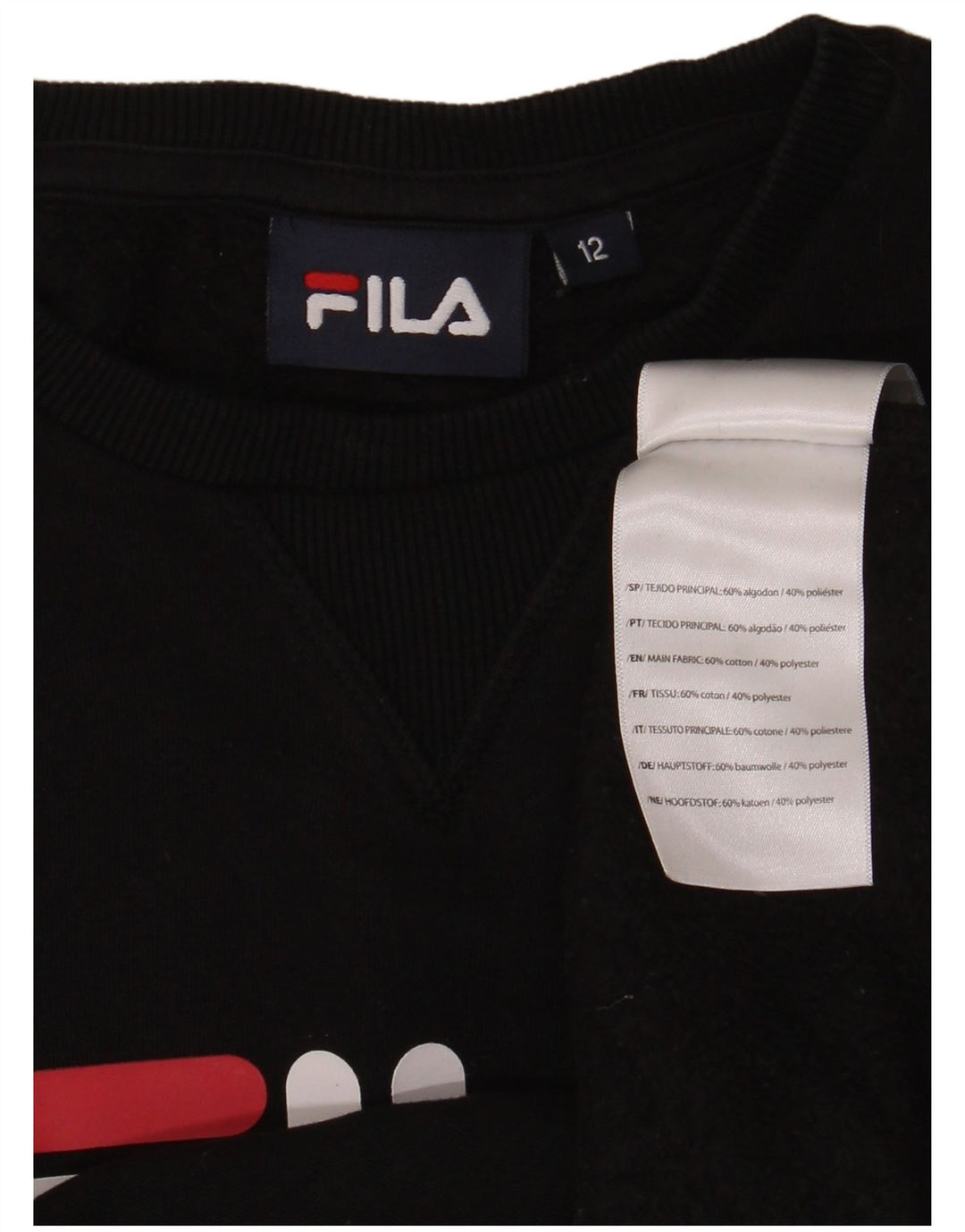 Felpa grafica da bambino Fila 11-12 anni in cotone nero