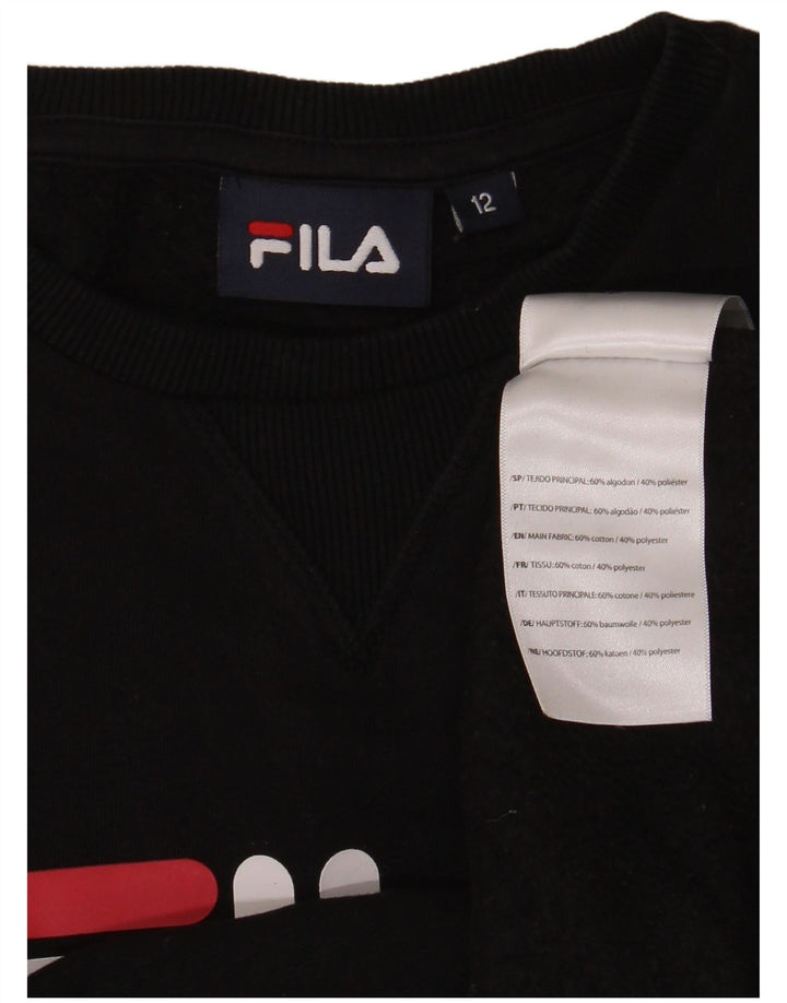 Felpa grafica da bambino Fila 11-12 anni in cotone nero