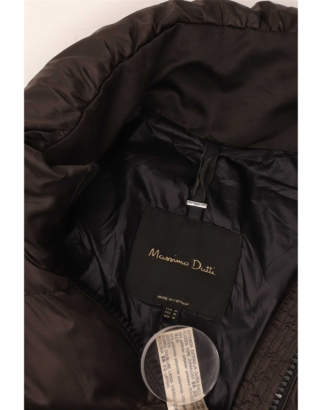 Cappotto imbottito da donna Massimo Dutti UK 14 Poliestere marrone medio