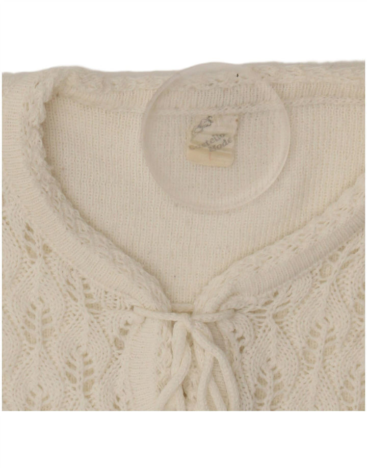 CASTELLO Womens Short Sleeve Crew Neck Jumper Sweater UK 16 Large White