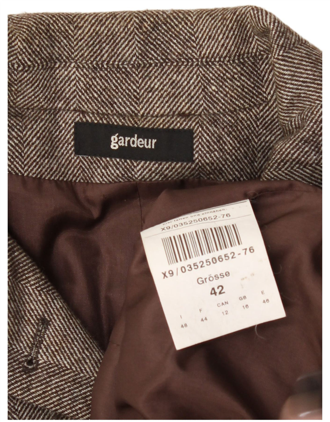 GARDEUR Womens 4 Button Blazer Jacket UK 16 Large Brown Herringbone