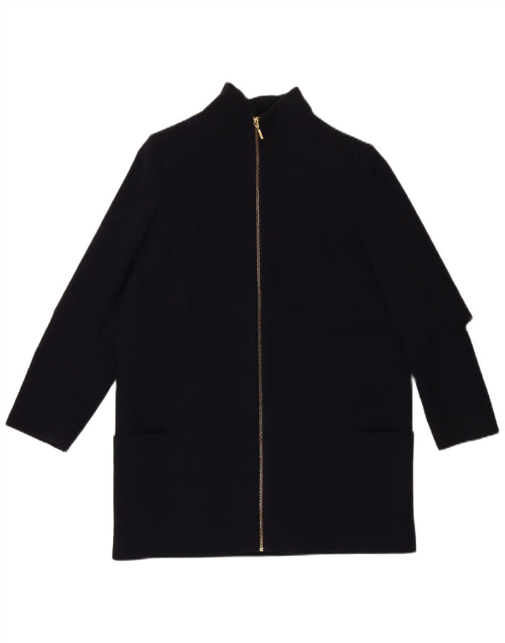 ZARA Womens Overcoat UK 16 Large Navy Blue Polyester