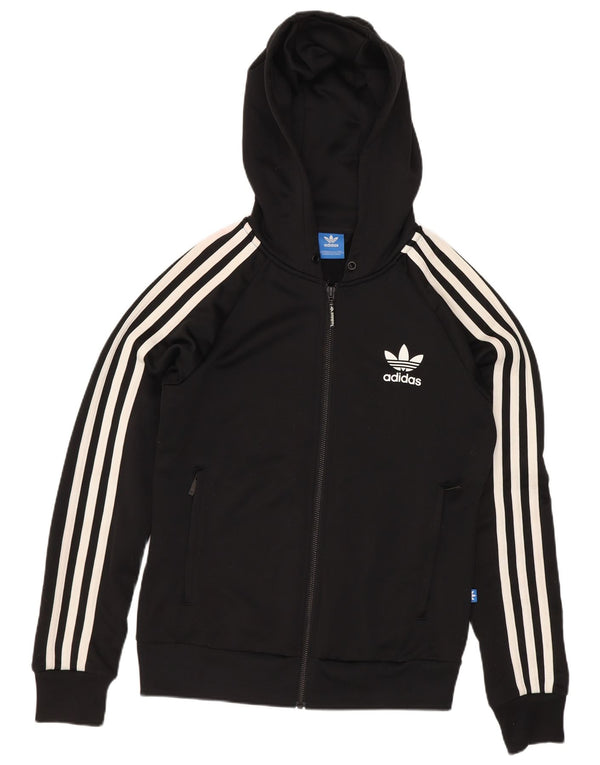 Maglione con cappuccio e zip da donna Adidas UK 8 piccolo poliestere nero