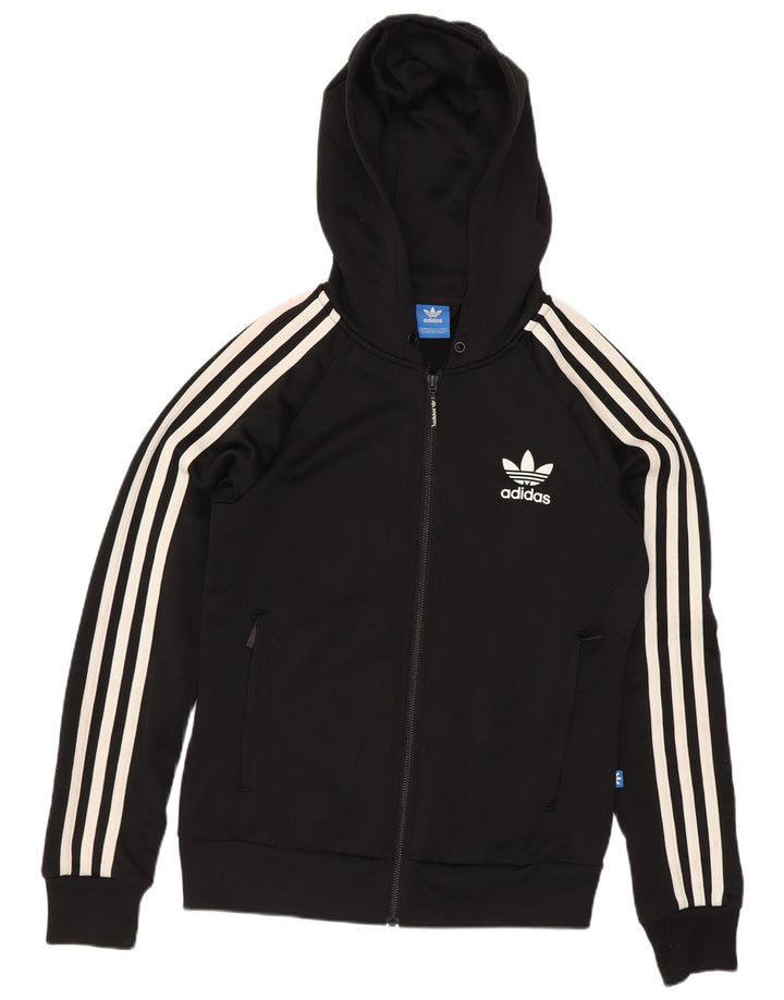 Maglione con cappuccio e zip da donna Adidas UK 8 piccolo poliestere nero