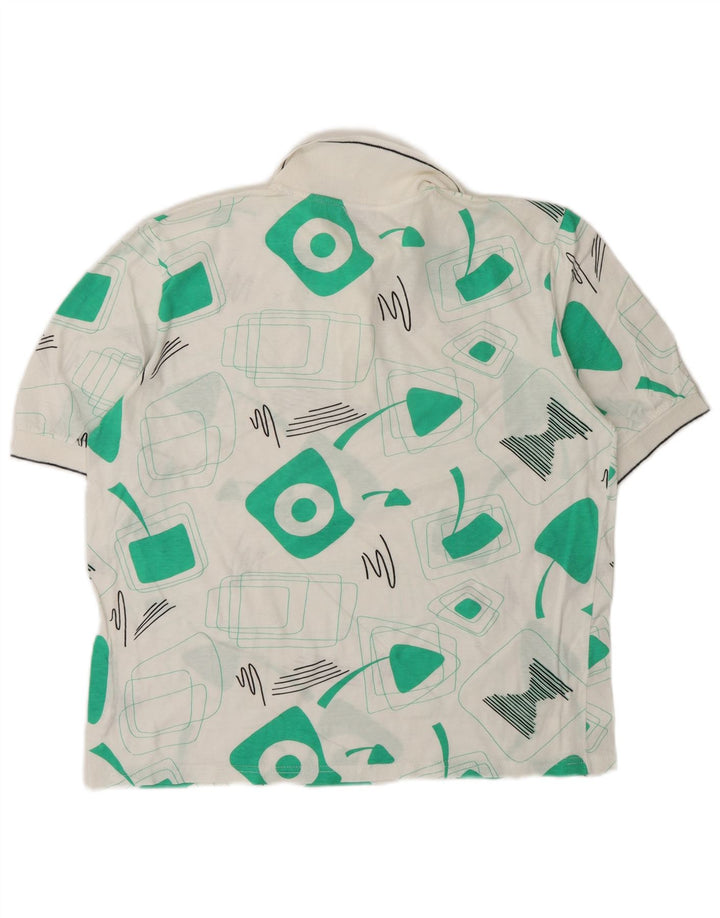 Polo oversize da donna Cagi US 4 Small bianca geometrica