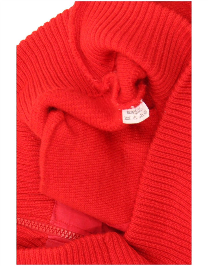 Maglione cardigan vintage da uomo in lana rossa media retrò
