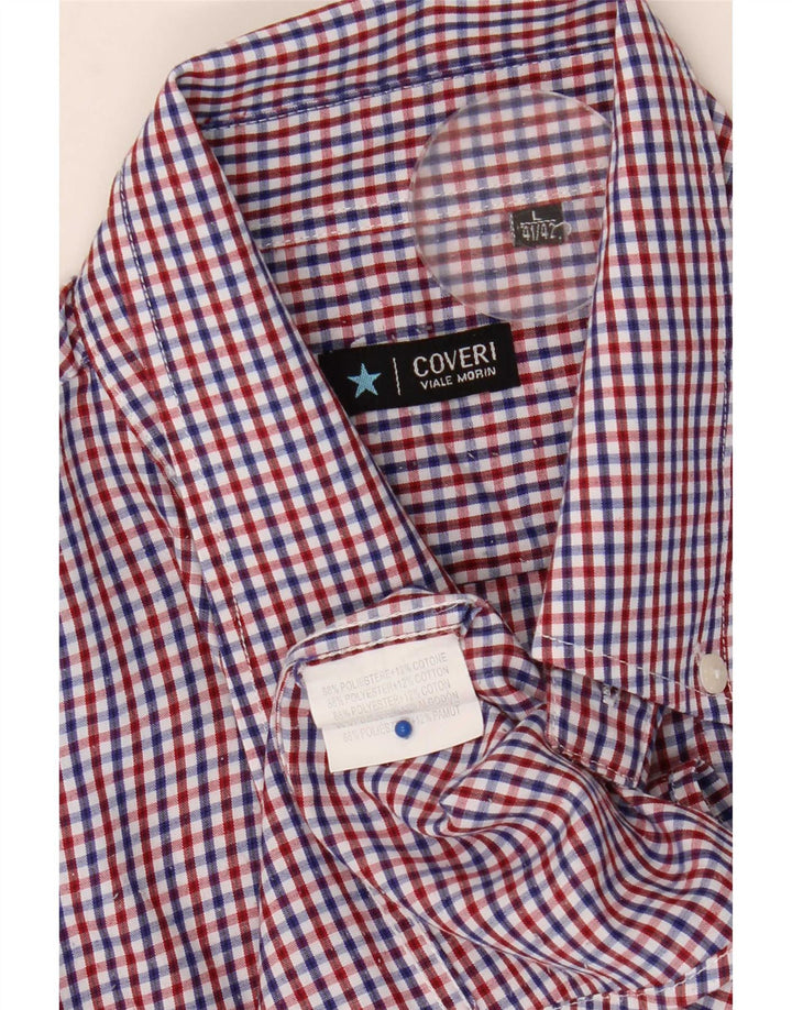 Camicia da uomo Coveri taglia 41/42 grande poliestere a quadretti multicolore