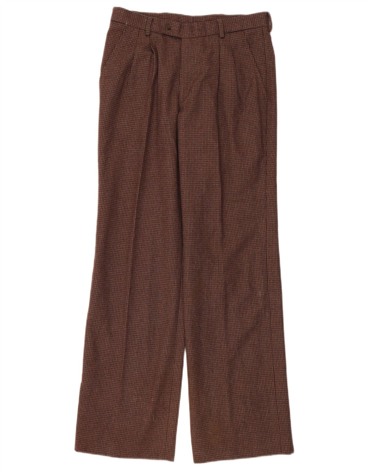 Pantaloni da abito a gamba larga da uomo Master IT 48 medio W30 L32 pied de poule marrone
