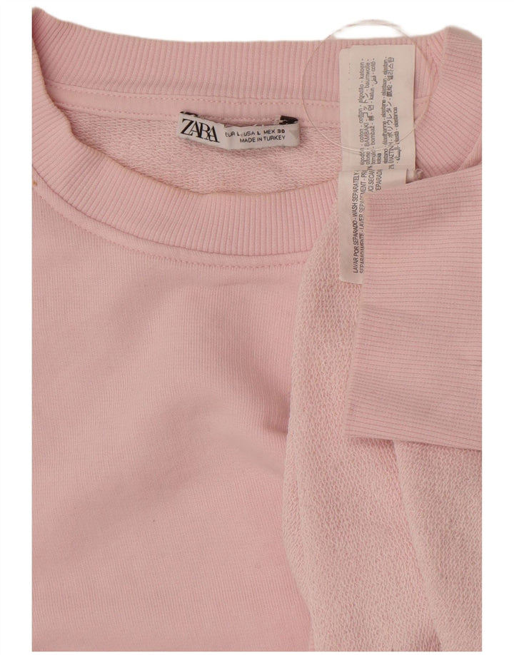 Felpa oversize da donna Zara UK 16 grande cotone rosa