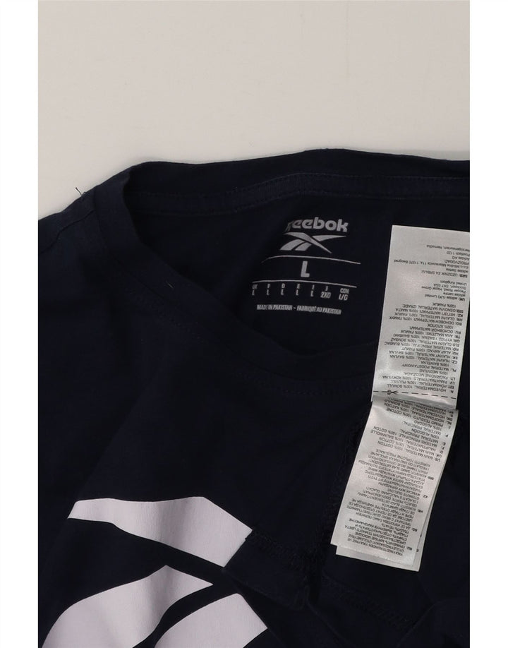 T-shirt grafica da uomo REEBOK Top Large in cotone blu navy