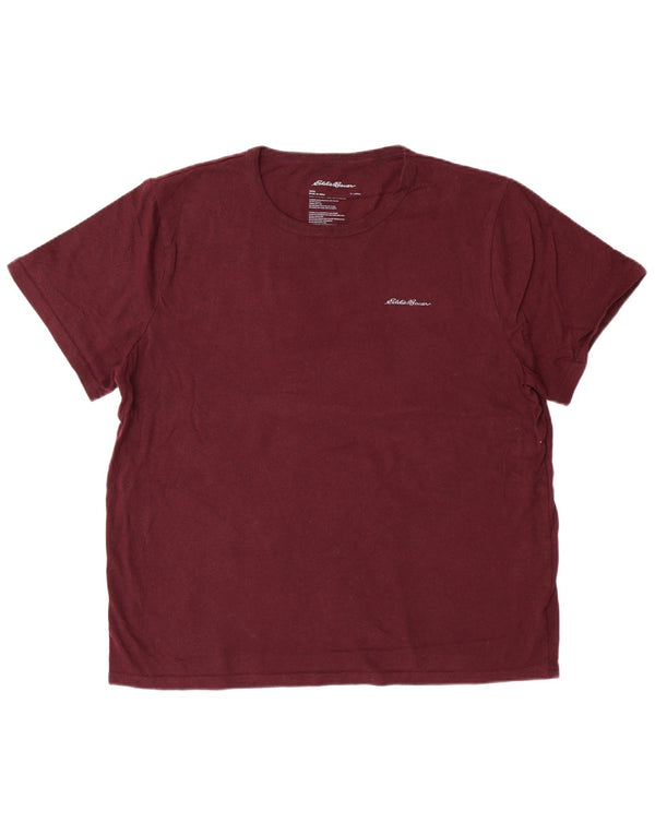 T-shirt da uomo Eddie Bauer Top XL in cotone bordeaux