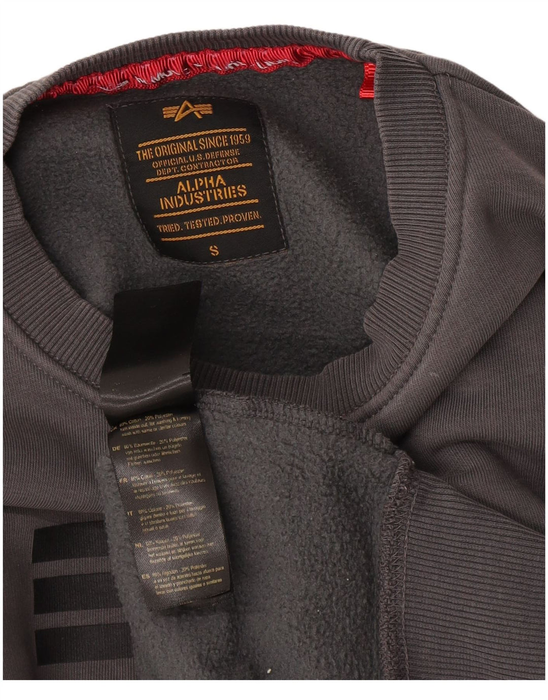 Felpa grafica da uomo Alpha Industries, piccola, in cotone grigio