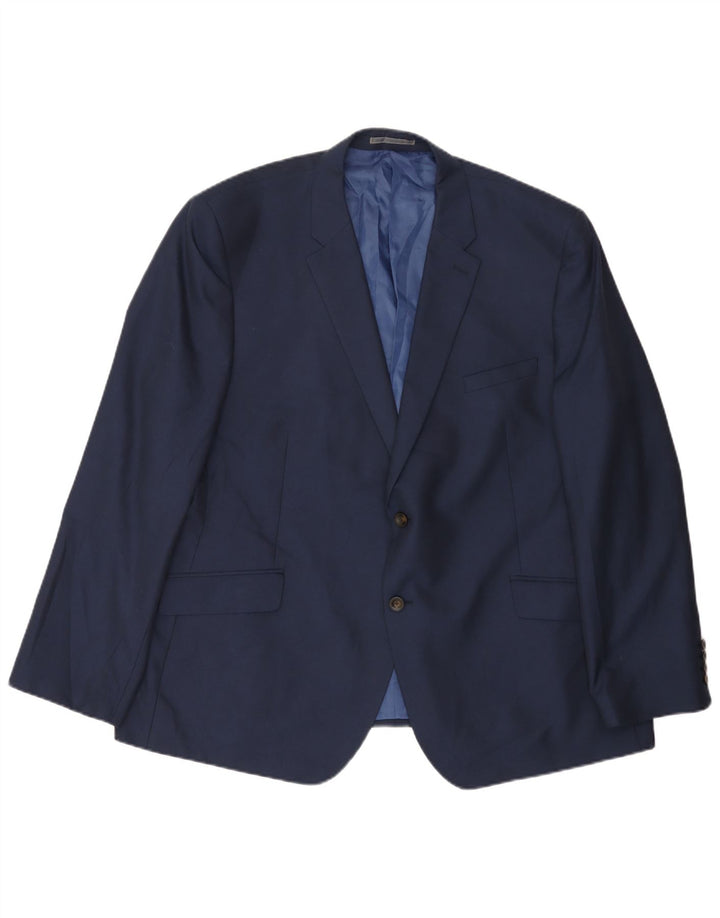 MARKS & SPENCER Giacca blazer da uomo a 2 bottoni UK 50 3XL poliestere blu navy