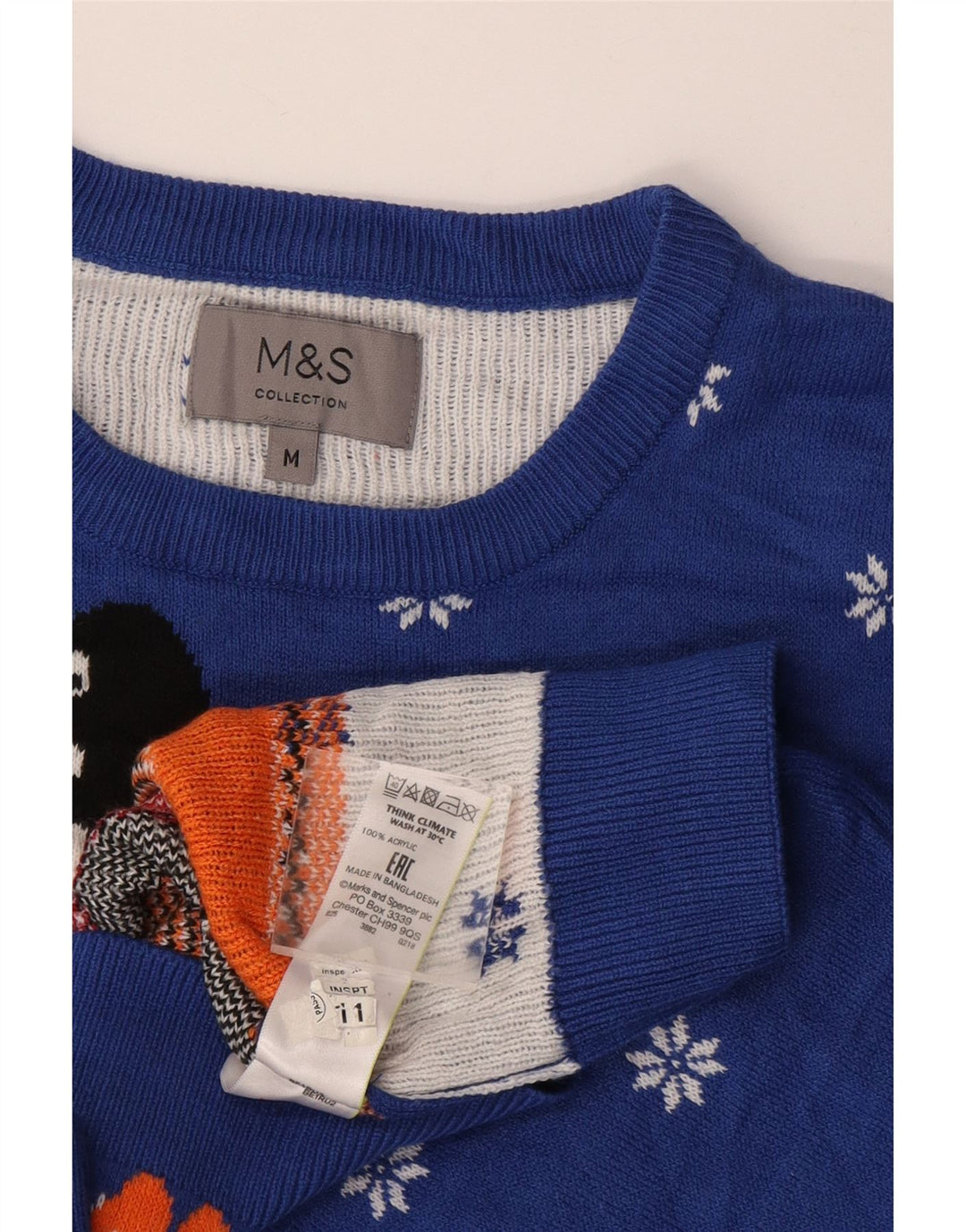 Maglione maglione girocollo da uomo Marks & Spencer blu medio invernale