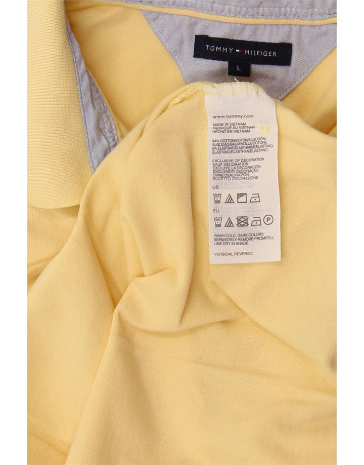 TOMMY HILFIGER Polo da donna UK 14 grande cotone giallo