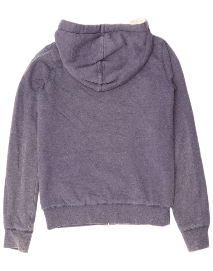 ANIMAL Felpa con cappuccio e zip grafica da donna UK 8 Small Blu Navy