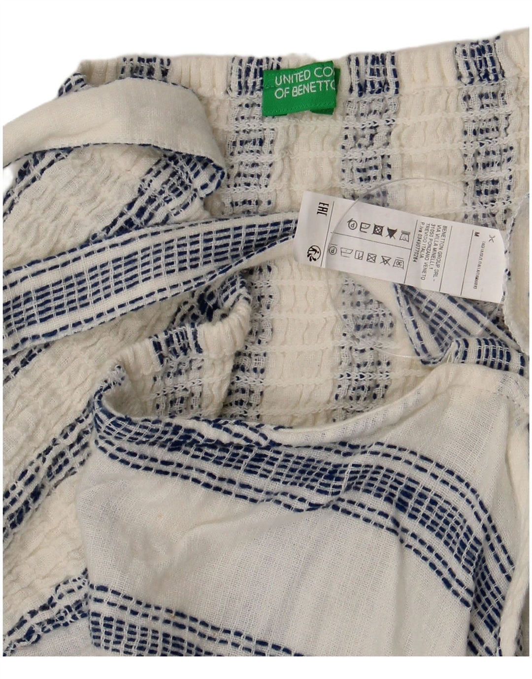 Top corsetto da donna Benetton UK 12 cotone a righe bianche medie