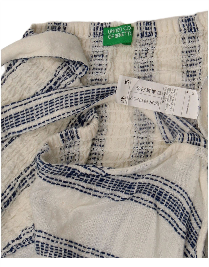 Top corsetto da donna Benetton UK 12 cotone a righe bianche medie