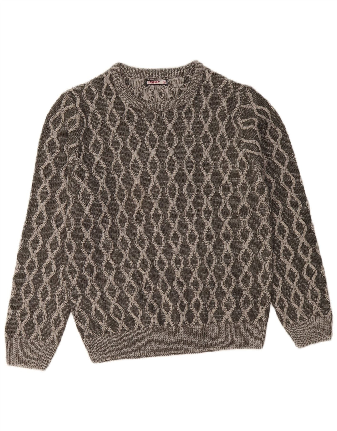 CARRERA Maglione girocollo da uomo in acrilico geometrico grigio medio