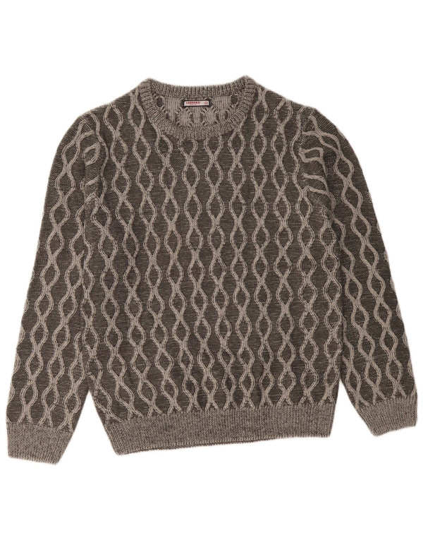 CARRERA Maglione girocollo da uomo in acrilico geometrico grigio medio