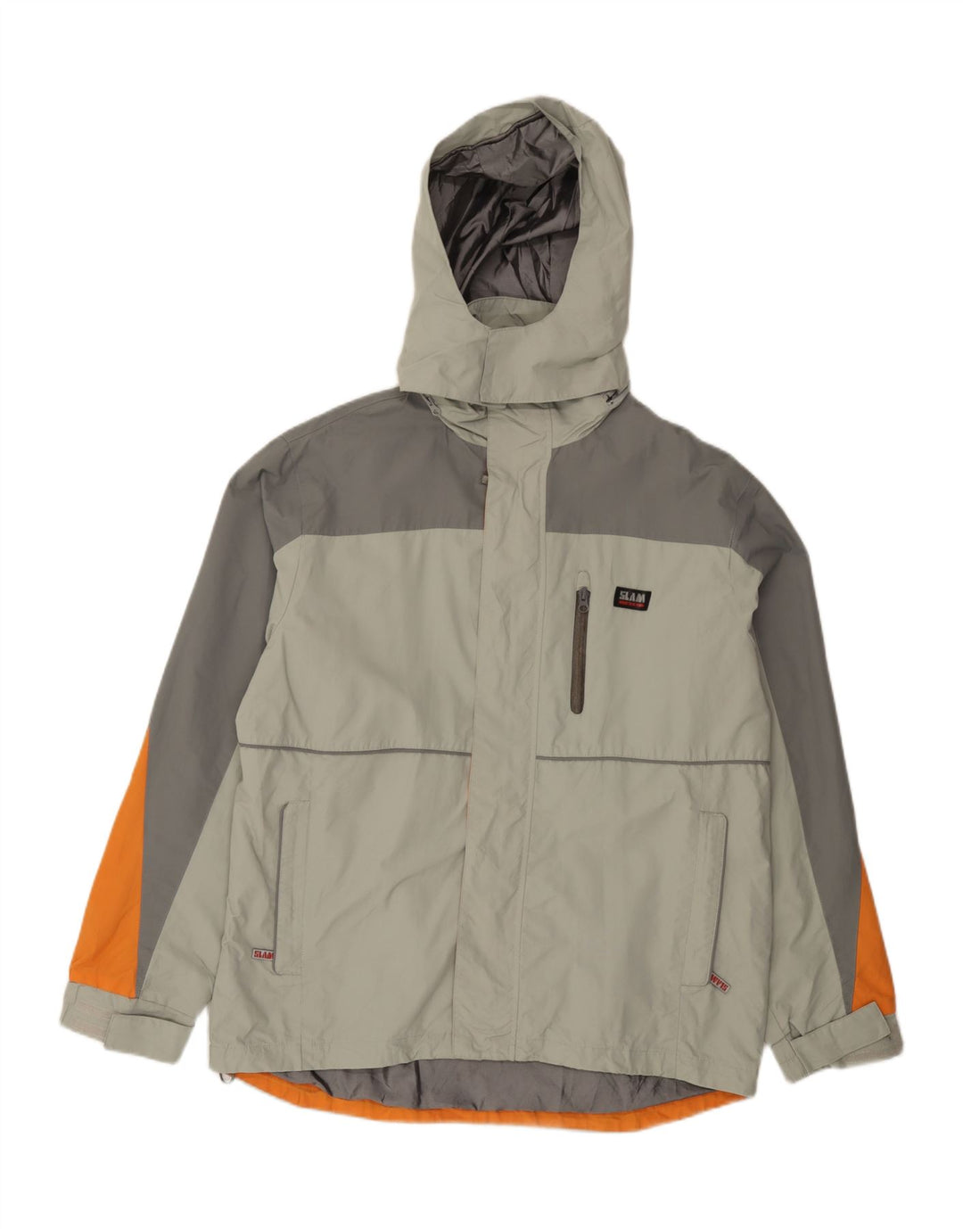 Giacca antipioggia da uomo con cappuccio Slam UK 40 Large in poliammide color block grigio