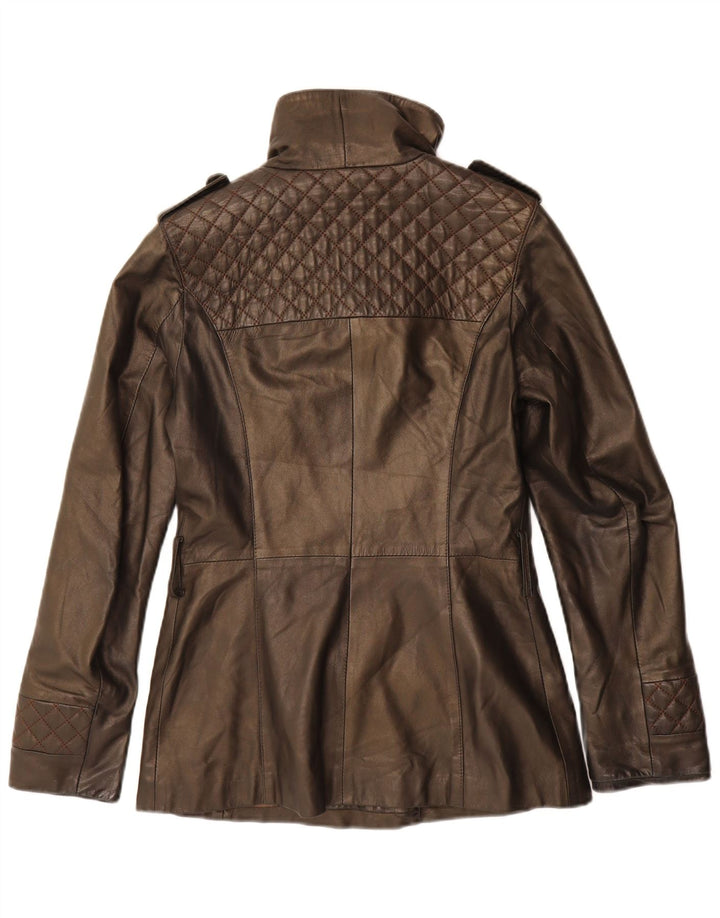 Giacca militare doppiopetto vintage da donna UK 12 Marrone medio